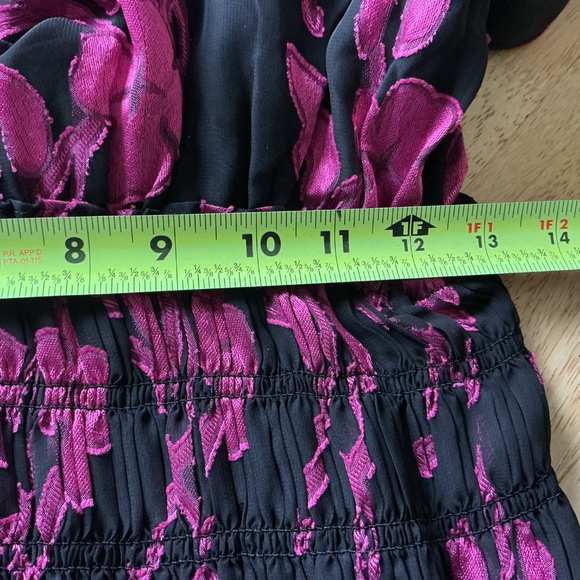 Current Air S Floral Sheer Pleated Smocked Fit N Flare Long Sleeve Dress Holiday - Picture 8 of 12